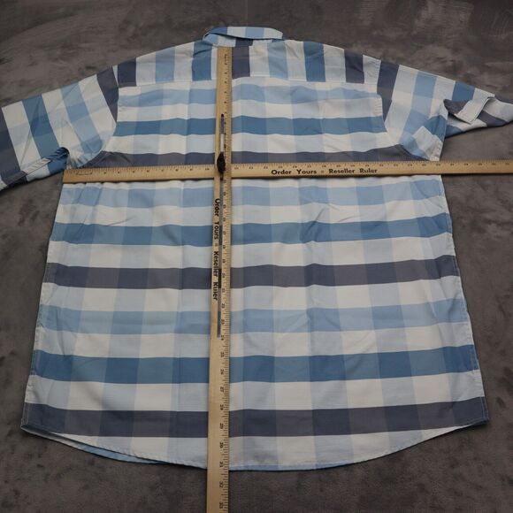 Wrangler Shirt Mens XL Extra Blue White Hike Camp Fish Outdoor Work Button Up - Picture 4 of 15
